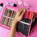 Estojo Box Rosa Grande com Divisórias - Dac