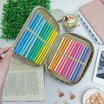 Estojo Box Académie Metalizado Dourado - Tilibra