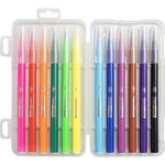 Caneta Hidrográfica Brush Liner Estojo com 12 Cores YP7387 - Yin's