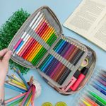 Estojo Box 100 Pens com 1 Divisória Colorido Xadrez - Daterra