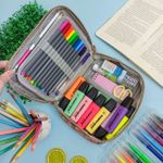Estojo Box 100 Pens com 1 Divisória Colorido Xadrez - Daterra