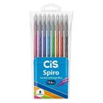 Kit Caneta Esferográfica Spiro 0.7 mm com 8 Cores - Cis