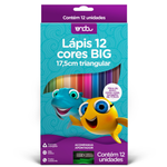 Lápis 12 Cores Big 17,5 cm Triangular + Apontador Jumbo Grande - Onda