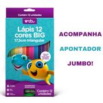 Lápis 12 Cores Big 17,5 cm Triangular + Apontador Jumbo Grande - Onda