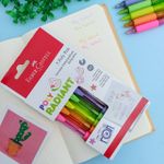 Kit com 5 Canetas Neon Esferográficas Retrátil Poly Radiant 0.7 mm - Faber-Castell