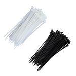 Abraçadeira Nylon Branco e Preto 2,5 mm x 20 cm Com 100 Unidades - Yin's