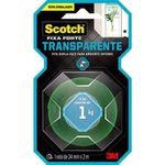 Fita Dupla Face Scotch 24 mm x 2m Transparente Fixa Forte Áreas Internas - 3M