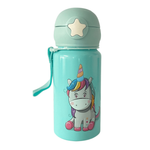 Garrafa de Alumínio 500ml (Elefantinho Rosa, Gato Lilás e Unicórnio Verde-Água) - Weeze