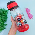 Garrafa Plástica 650 ml Infantil Estampada com Canudo de Silicone (Leão, Elefante, Trator e Unicórnio) - Interponte