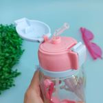Garrafa Plástica 650 ml Infantil Estampada com Canudo de Silicone (Leão, Elefante, Trator e Unicórnio) - Interponte