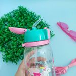 Garrafa Plástica 650 ml Infantil Estampada com Canudo de Silicone (Leão, Elefante, Trator e Unicórnio) - Interponte