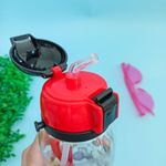 Garrafa Plástica 650 ml Infantil Estampada com Canudo de Silicone (Leão, Elefante, Trator e Unicórnio) - Interponte