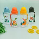 Garrafa Plástica 450 ml Infantil Estampada (Elefante, Girafa, Leão e Macaco) - Weeze