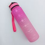 Garrafa Plástica 1 Litro Degradê com Marcações do Horários e Canudo de Silicone ( Amarela, Lilás, Rosa e Verde ) - Weeze
