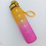 Garrafa Plástica 1 Litro Degradê com Marcações do Horários e Canudo de Silicone ( Amarela, Lilás, Rosa e Verde ) - Weeze
