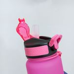 Garrafa Plástica 1 Litro Degradê com Marcações do Horários e Canudo de Silicone ( Amarela, Lilás, Rosa e Verde ) - Weeze