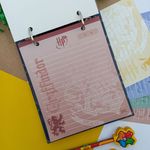 Mini Fichário Argolado 155 x 190 mm Harry Potter Capa Protetora Cristal e Capa Flexível Azul com 80 Folhas Pautadas e Decoradas - DAC