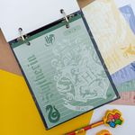 Mini Fichário Argolado 155 x 190 mm Harry Potter Capa Protetora Cristal e Capa Flexível Azul com 80 Folhas Pautadas e Decoradas - DAC