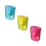 Apontador 2 Furos Jumbo e Tradicional Neon Transparente AP15 - Tilibra