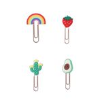 Clips Decorado de Metal 4 Unidades (Arco-íris, Morango, Cactos e Abacate) - Tilibra