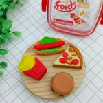 Borracha Marmitinha Mini Foods 4 Unidades (Batata Frita, Hambúrguer, Hot Dog e Pizza) - Tilibra