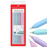 Kit com 4 Caneta Fine Pen Colors Tom Pastel 0.4 mm (Rosa, Verde, Lilás e Azul) - Faber-Castell
