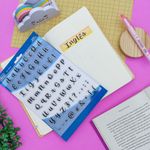 Kit de Carimbos de Silicone Transparente Alfabeto Estilo Lettering e Símbolos - Tilibra