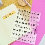 Kit de Carimbos de Silicone Transparente Alfabeto Estilo Lettering e Símbolos - Tilibra