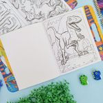 Kit Maleta para Colorir Dinossauro Raptor Verde com 68 Adesivos - Tilibra