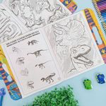Kit Maleta para Colorir Dinossauro Raptor Verde com 68 Adesivos - Tilibra