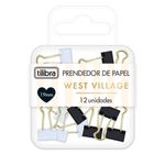 Prendedor de Papel Metal West Village 19 mm 12 Unidades - Tilibra