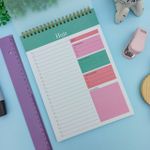 Planner Diário de Mesa Tom Pastel (Azul e Verde) 17 x 24 cm 50 Folhas - Importado