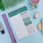 Planner Diário de Mesa Tom Pastel (Azul e Verde) 17 x 24 cm 50 Folhas - Importado