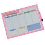Quadro Branco de Recado e Plano Semanal Magnético 39 x 28 cm (Amarelo, Lilás, Rosa e Verde) - Importado