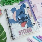 Fichário Universitário Stitch 22,3 x 27,5 cm Capa Protetora Cristal 192 Folhas Pautadas - DAC