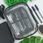 Estojo Box Cristal Transparente Preto 100 Pens com Divisórias - DAC