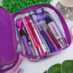 Estojo Box Cristal Transparente Roxo 100 Pens com Divisórias - DAC