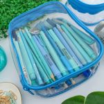 Estojo Box Cristal Transparente Azul Claro 100 Pens sem Divisórias - DAC