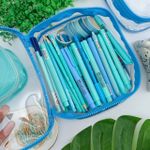 Estojo Box Cristal Transparente Azul Claro 100 Pens sem Divisórias - DAC