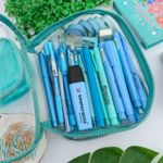 Estojo Box Cristal Transparente Verde Água 100 Pens sem Divisórias - DAC