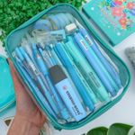 Estojo Box Cristal Transparente Verde Água 100 Pens sem Divisórias - DAC