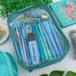 Estojo Box Cristal Transparente Verde Água 100 Pens sem Divisórias - DAC