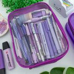 Estojo Box Cristal Transparente Roxo 100 Pens sem Divisórias - DAC