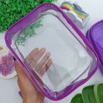 Estojo Box Cristal Transparente Roxo 100 Pens sem Divisórias - DAC