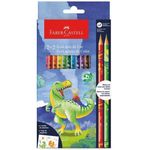 Lápis de Cor 12 Cores + 2 Lápis Misturinha Dinossauro - Faber-Castell