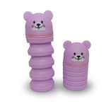 Estojo Retratil Ursinho Colorido de Silicone (Azul, Lilás, Rosa, Verde e Vermelho) - Cosy