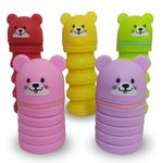 Estojo Retratil Ursinho Colorido de Silicone (Azul, Lilás, Rosa, Verde e Vermelho) - Cosy