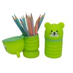 Estojo Retratil Ursinho Colorido de Silicone (Azul, Lilás, Rosa, Verde e Vermelho) - Cosy