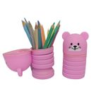 Estojo Retratil Ursinho Colorido de Silicone (Azul, Lilás, Rosa, Verde e Vermelho) - Cosy