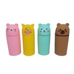 Estojo Médio Colorido Silicone Urso e Gatinho ( Amarelo, Azul, Marrom e Rosa) - Cosy 